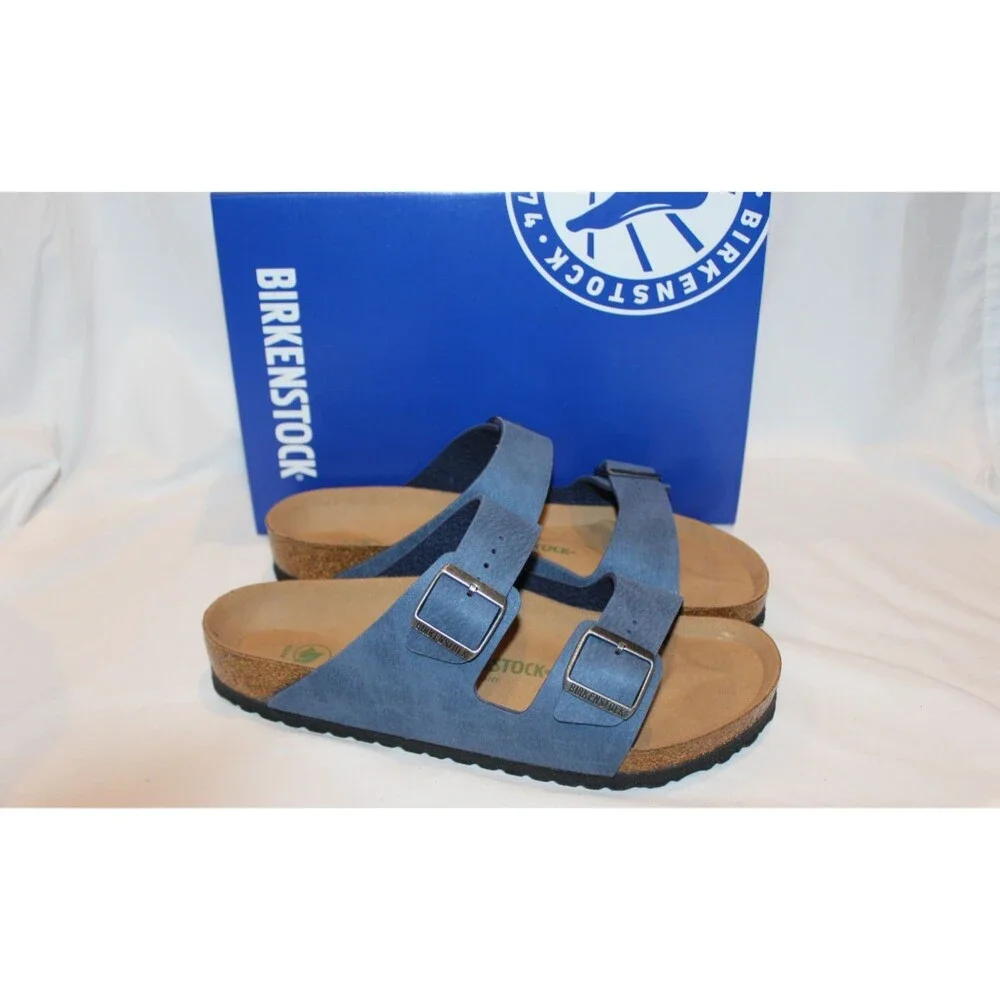 BIRKENSTOCK BS MEN'S VEGAN LEATHER SANDALS EU 43 REGULAR ELEMENTAL BLUE NEW